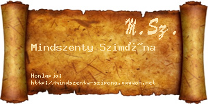 Mindszenty Szimóna névjegykártya